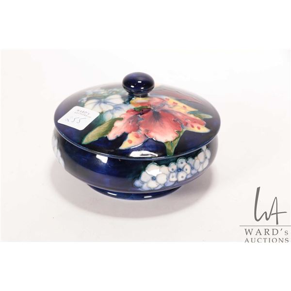 Vintage Moorcroft "Orchids in Springtime" 4 3/4" diameter lidded bowl