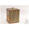 Image 3 : Antique Victorian brass ship's motif tea caddy 5 1/4" X 4" X 4"