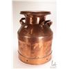 Image 1 : Large 5 gallon copper two handled milk jug with lid, 17" in height