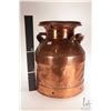 Image 2 : Large 5 gallon copper two handled milk jug with lid, 17" in height