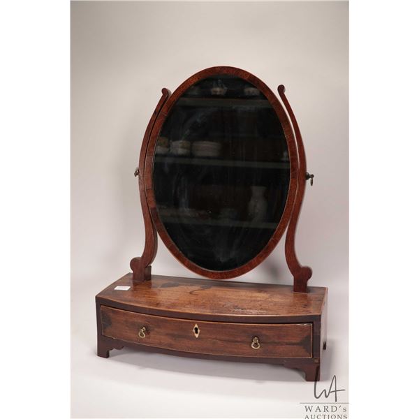 Antique dresser top vanity mirror with drawer