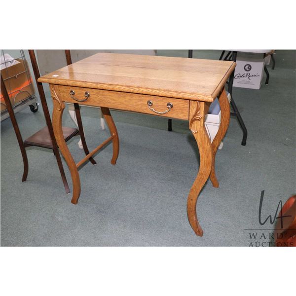 Small oak desk with single drawer 30" wide x 19" deep and 29" tall