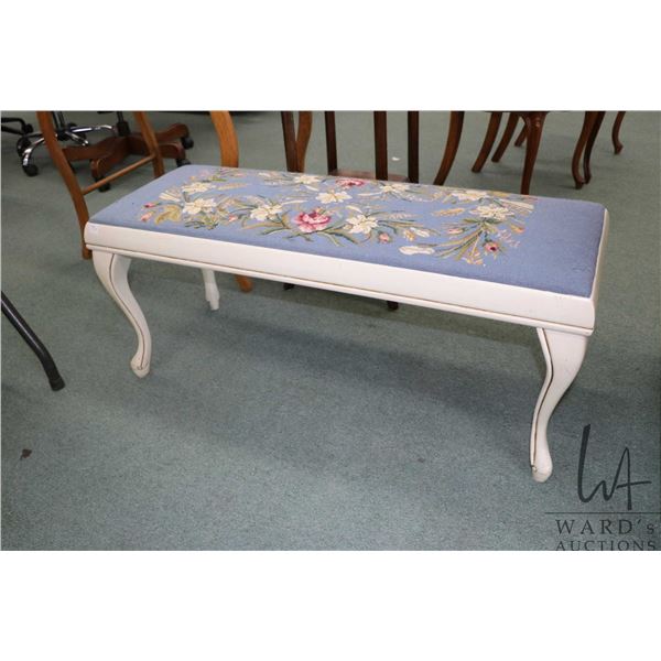 41" long bench with needlepoint upholstery seat