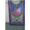 Image 2 : Antique leaded and stained glass transom window panel, 52-1/2" x 16-1/2"