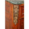 Image 3 : Antique French satin wood three drawer dresser with ormolu decoration and pulls and green marble top