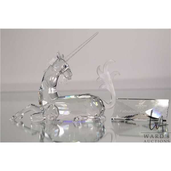 Swarovski crystal "Unicorn" no. 191727, 4 1/2" in height. From the 1997 Fabulous Creatures Collectio