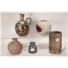 Image 1 : Five pottery vessels including 8" ewer/ pitcher, cylinder vase etc.