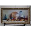Image 2 : A. Mitchell Miller, framed oil on board still-life painting of fruits, flowers and vessels, signed b