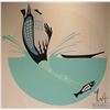 Image 2 : Opie Oppenhein, stretcher framed silk screen print of a loon catching a fish, 32" square
