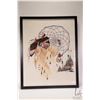 Image 2 : Framed needle and beadwork picture of a Indigenous woman and dream catcher, overall dimensions inclu
