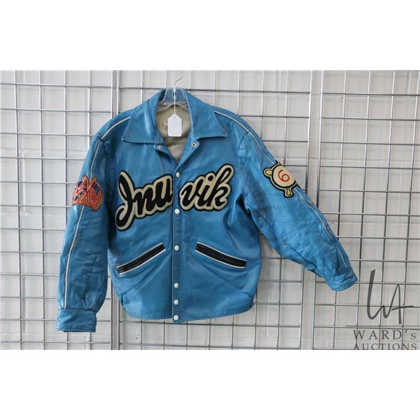 Vintage leather "Arctic Circle Champs 1960" jacket, appears to be men's small or medium size