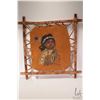 Image 1 : Ken Wykes, stretcher framed acrylic on buck skin painting of an Indigenous child, dated '79, overall