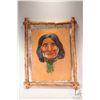 Image 1 : G. Heresco, signed sculpture on leather portrait of an Indigenous man, dated 2002. Overall dimension