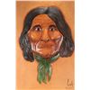 Image 2 : G. Heresco, signed sculpture on leather portrait of an Indigenous man, dated 2002. Overall dimension