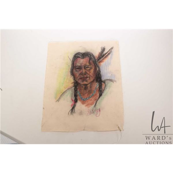 Shirley, unframed pastel on cotton portrait of an Indigenous man, 16" X 13"