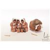 Image 1 : Two hand made clay figures including three Inuit children fishing and a musk ox, each approximately 