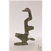 Image 3 : Hand carved green marble sculpture featuring salmon, seal and duck figures, 5 1/2" in height