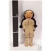 Image 2 : Hand made Indigenous buck skin doll with beaded dress and mukluks, 12" in height