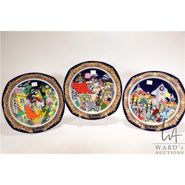 Three vintage Rosenthal collector plates designed by Bjorn Winnblad, each 11" in diameter