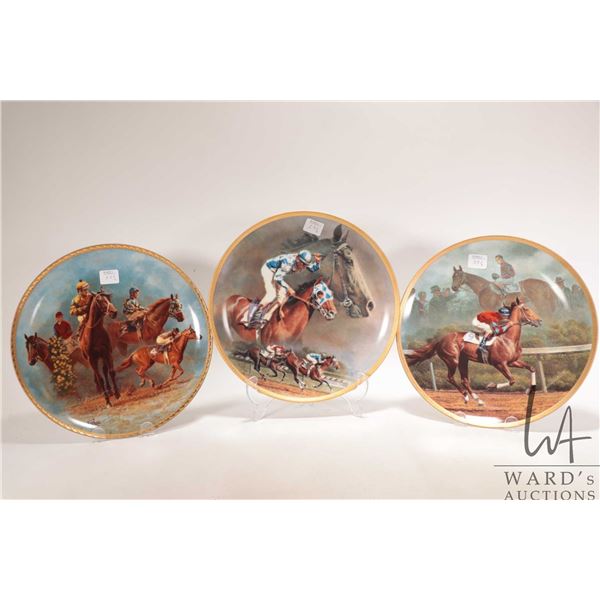 Three vintage limited edition American Artist collectible horse theme plates by artist Fred Stone in