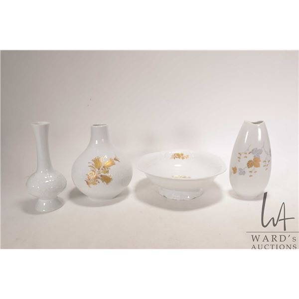 Four pieces of German porcelain including three Rosenthal and a Thomas 6 1/4" vase