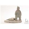 Image 1 : Komek ( Annie Komek Kigiuna?) signed hand carved soapstone hunter with two seals, 6 1/2" in height