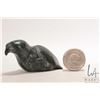 Image 1 : Two hand carved Inuit soapstone including 6" bird, signed in syllabics and an unsigned face/ sun, 2"