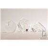 Image 1 : Mat Jonnason, three hand signed crystal sculptures including 4 1/2" squirrel, a pair of dolphins and