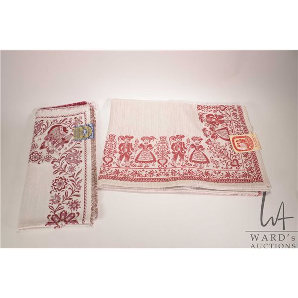 Two as new Alpine Woven tablecloths including Kolf 35" X 35" and Haller Textilwerke Tiroler Webkunst