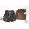 Image 1 : Vintage Prada wool knit bag with calf leather and nylon handles and a Prada nylon back pack   Note: 