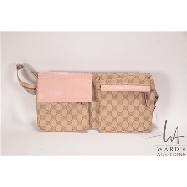 Vintage Gucci canvas and leather belt bag, serial no. 2856693686   Note: Buyer must satisfy themselv