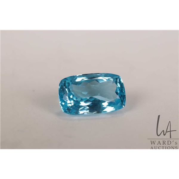 42.23 ct. Royal blue Topaz cushion cut gemstone with certificate provided by consignor