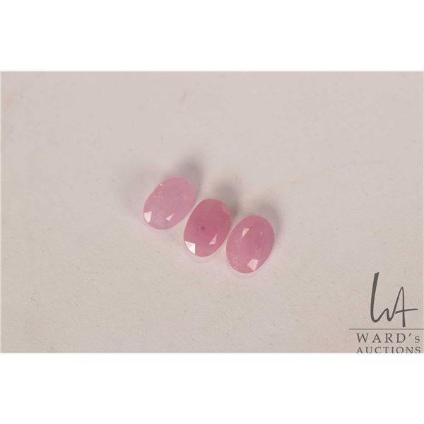 Three pink sapphire oval cut gemstones total 6.08 cts. with certificate provided by consignor