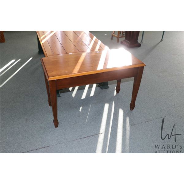 Vintage wooden piano stool with flip up storage, 19" in height