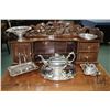 Image 1 : Selection of vintage silver plate including melon teapot with figural top, footed salver, pierced fo