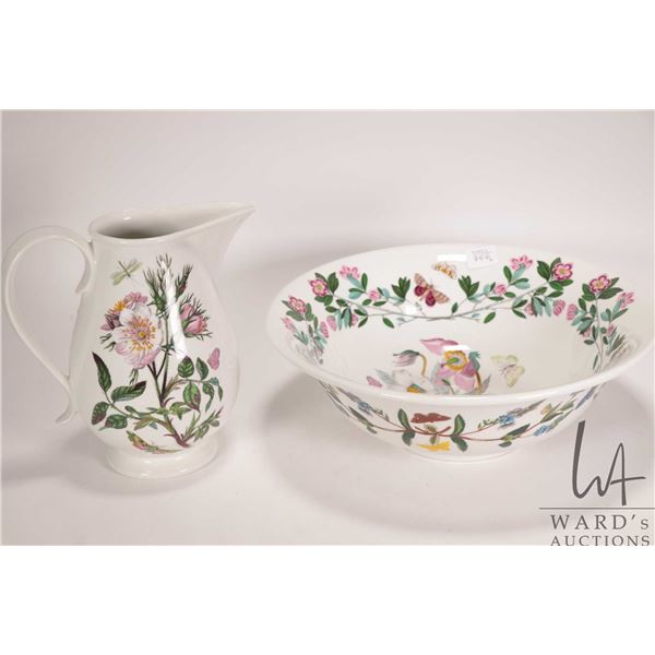 Portmeirion Botanic Garden 11" diameter Christmas rose bowl and 7 1/2" dogwood pitcher