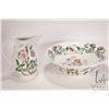 Image 1 : Portmeirion Botanic Garden 11" diameter Christmas rose bowl and 7 1/2" dogwood pitcher