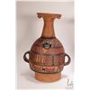 Image 2 : 12" ceramic Urpu Inca style hand painted jaguar motif Aryballos storage jar and an Akuaba wood and t