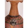 Image 4 : 12" ceramic Urpu Inca style hand painted jaguar motif Aryballos storage jar and an Akuaba wood and t