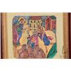 Image 2 : Hand painted on leather Greek Orthodox icon "Wedding in Cana of Galilee", overall dimensions includi