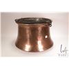 Image 1 : Large hand hammered copper kettle with wrought iron handles, 14 1/2" in diameter and 10 1/2" in heig