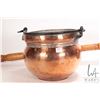 Image 2 : Vintage copper bed warmer with 30" wooden handle and a vintage copper pot, 9-1/2" wide, 8" tall