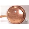 Image 3 : Vintage copper bed warmer with 30" wooden handle and a vintage copper pot, 9-1/2" wide, 8" tall