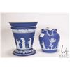 Image 5 : 2 Pieces of Cobalt Blue Wedgwood Jasperware including 6" plant pot and a 4-1/2" water jug