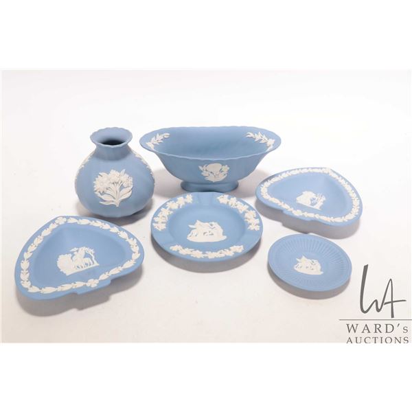 Selection of Wedgwood Jasperware including three small pin trays, miniature 3" dish, footed dish and