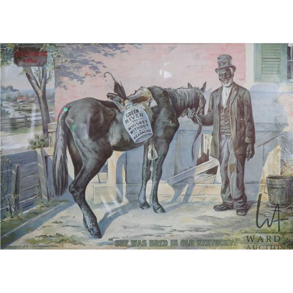 Vintage/ antique framed Black American pring titled "She Was Bred in Old Kentucky", overall dimensio