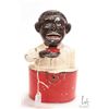 Image 1 : Antique Black Americana cast metal "Little Jo Ban mechanical money bank 8 1/2" in height