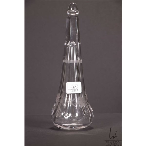 Antique etched crystal automobile posey holder for a Model M or T hearse.