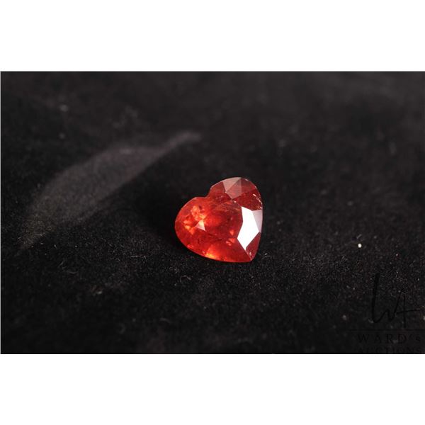6.95 ct Spessarite garnet heart cut gemstone with certificate provided by consignor