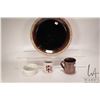 Image 1 : Four pieces of artisan pottery including 14" charger, artist signed mug etc.